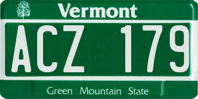 VT license plate ACZ179