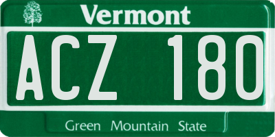VT license plate ACZ180