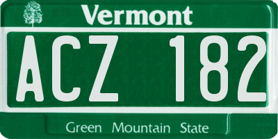 VT license plate ACZ182