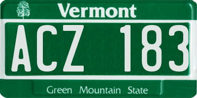 VT license plate ACZ183