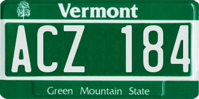 VT license plate ACZ184