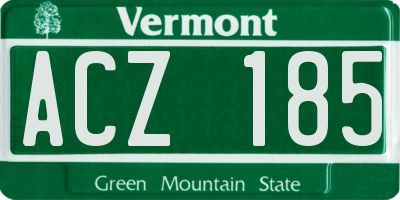 VT license plate ACZ185