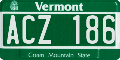 VT license plate ACZ186