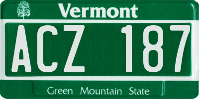 VT license plate ACZ187