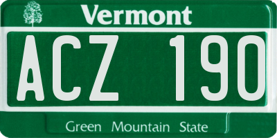 VT license plate ACZ190