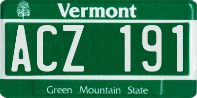 VT license plate ACZ191