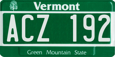 VT license plate ACZ192