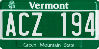 VT license plate ACZ194