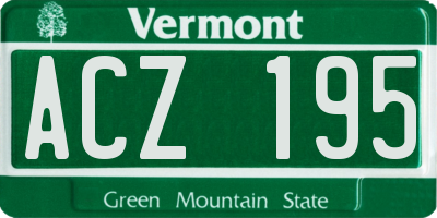 VT license plate ACZ195