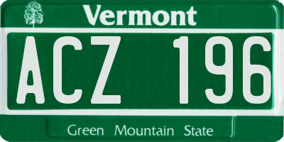 VT license plate ACZ196