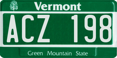 VT license plate ACZ198