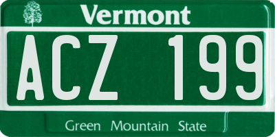 VT license plate ACZ199