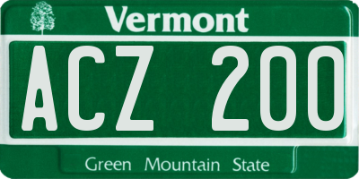 VT license plate ACZ200
