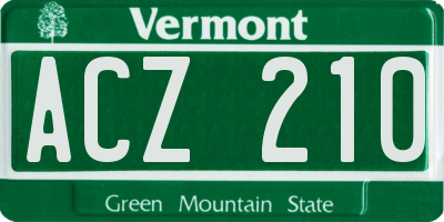 VT license plate ACZ210