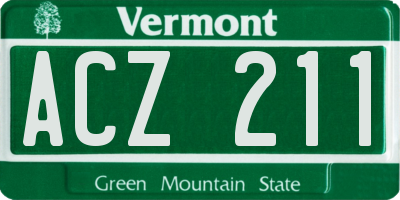 VT license plate ACZ211