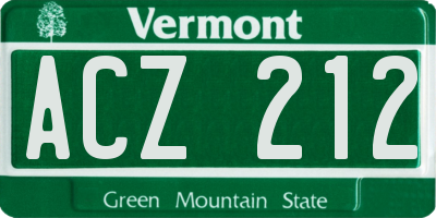VT license plate ACZ212