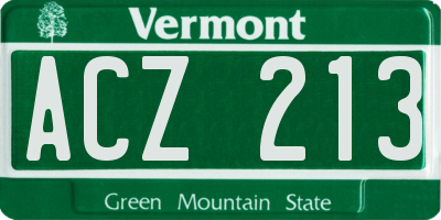 VT license plate ACZ213