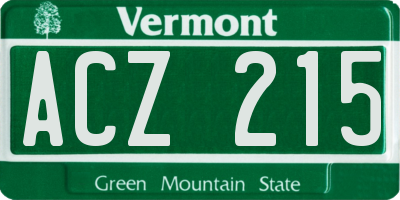 VT license plate ACZ215
