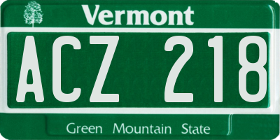 VT license plate ACZ218