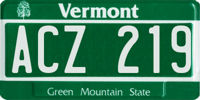 VT license plate ACZ219
