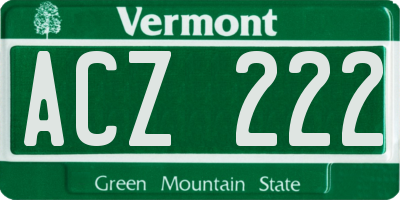 VT license plate ACZ222