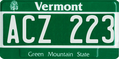 VT license plate ACZ223