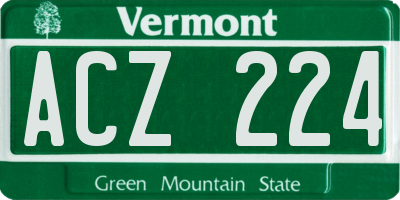VT license plate ACZ224