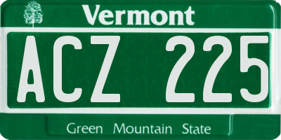 VT license plate ACZ225