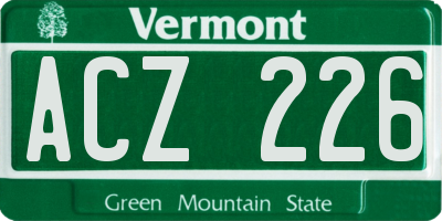 VT license plate ACZ226