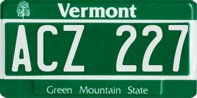 VT license plate ACZ227
