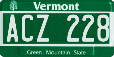 VT license plate ACZ228