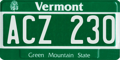 VT license plate ACZ230