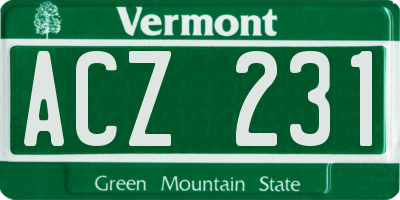 VT license plate ACZ231