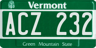 VT license plate ACZ232