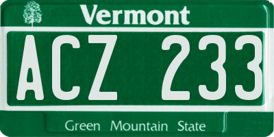 VT license plate ACZ233