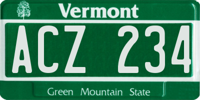 VT license plate ACZ234