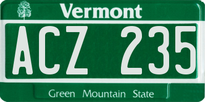 VT license plate ACZ235