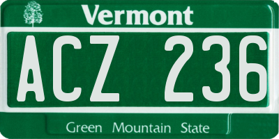 VT license plate ACZ236