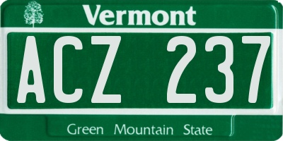 VT license plate ACZ237
