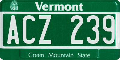 VT license plate ACZ239
