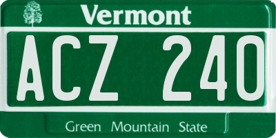 VT license plate ACZ240
