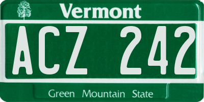VT license plate ACZ242