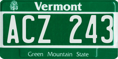 VT license plate ACZ243