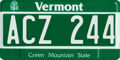 VT license plate ACZ244