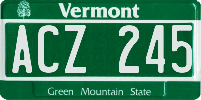 VT license plate ACZ245