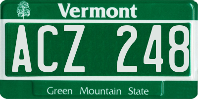 VT license plate ACZ248