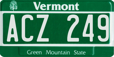 VT license plate ACZ249