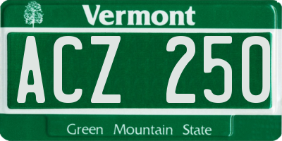 VT license plate ACZ250