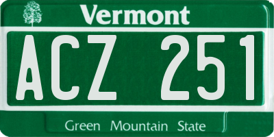 VT license plate ACZ251