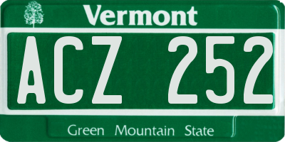 VT license plate ACZ252
